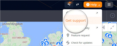 anyLogistixのGet supportボタン anyLogistixのGet supportボタン