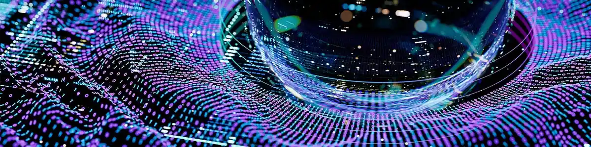 円形の波形パターンを作る相互接続された線と点で構成されたネットワークのデジタル表現の切り抜き画像